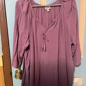 Como Vintage Mauve Blouse with Tie-Front